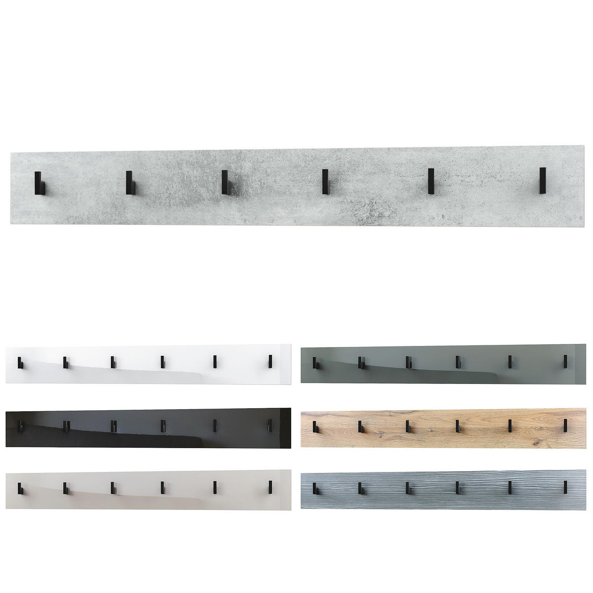 GARDEROBENPANEEL Linea Eiche Nordic - Silbereichenfarben, Holzwerkstoff (110.5/14.5/3.5cm) - Vladon