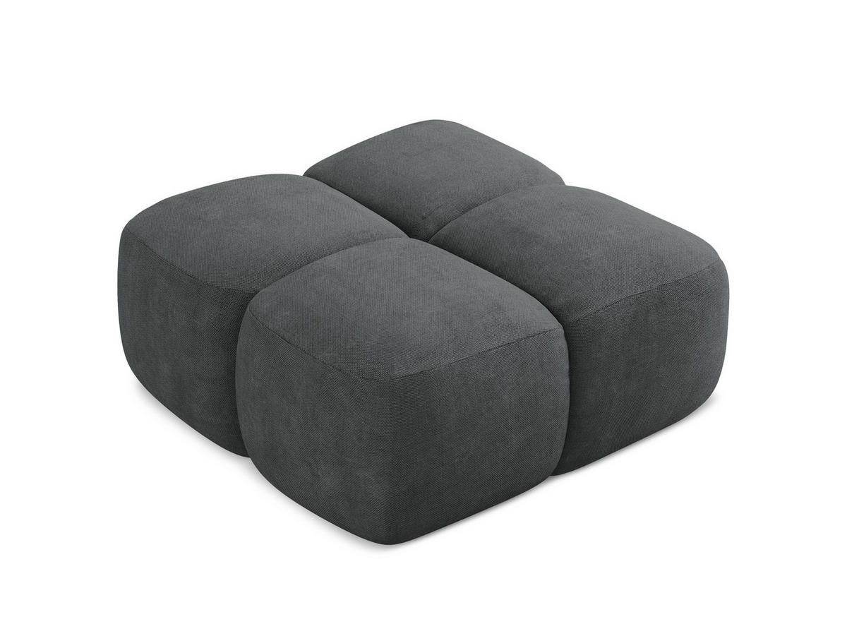 POUF Chenille Stoff Grau - Dunkelgrau/Schwarz, Holzwerkstoff/Kunststoff (90/39/90cm) - Makamii