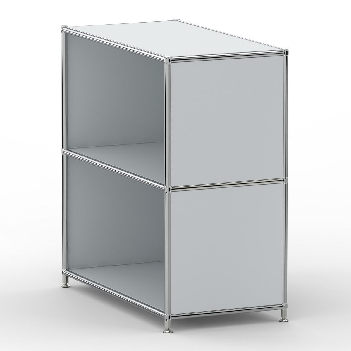 AKTENSCHRANK Büro, 2 offene Fächer, Breite 77 cm, Lichtgrau - Chromfarben/Hellgrau, Metall (40/80.5/77.2cm) - Versee