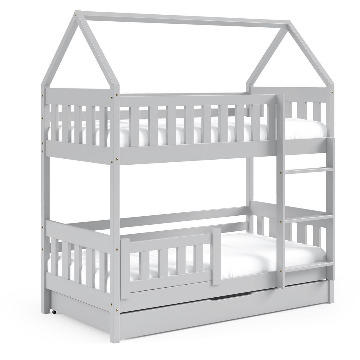 ETAGENBETT Holzbett LUMBE, Hausform - Grau, Holz (80/190cm) - KONSIMO®