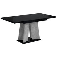 ESSTISCH ausziehbar 120 -160x90x75 cm - Hochglanz Schwarz/Betonoptik - UFOM - Schwarz Hochglanz, Holzwerkstoff (120/90/75cm) - ALTDECOR