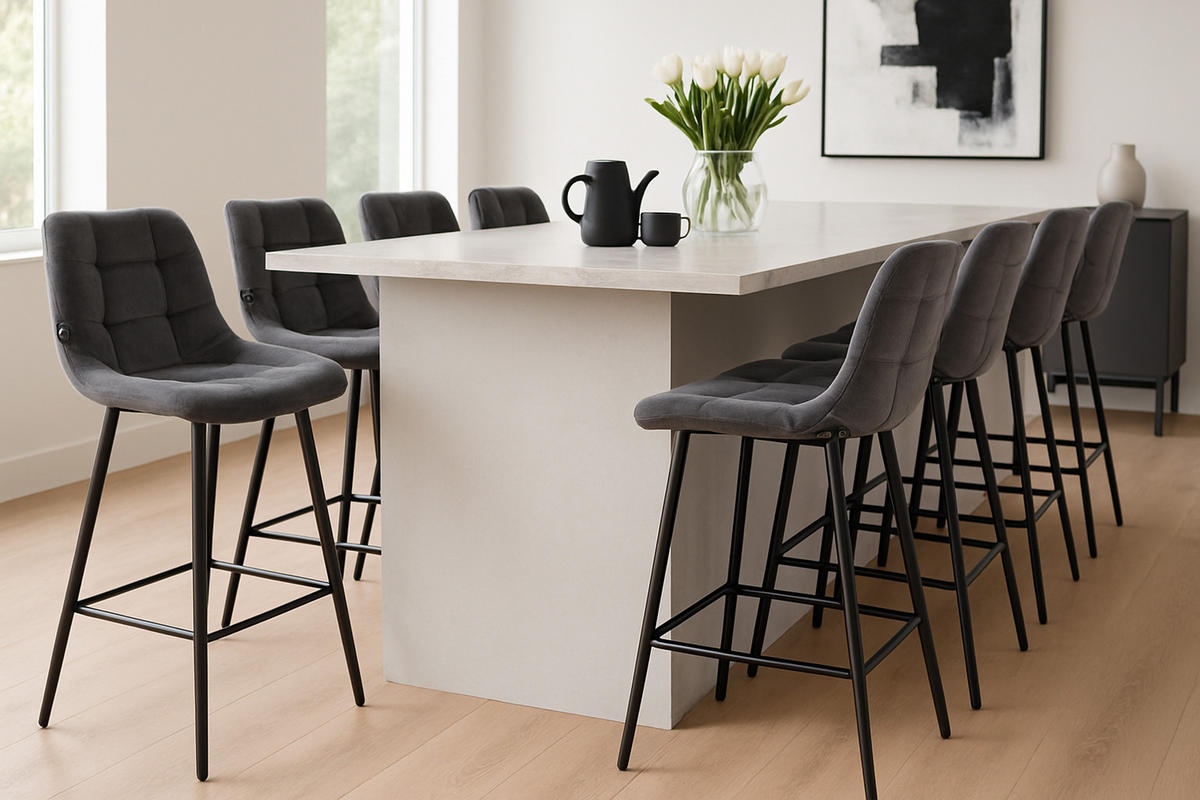 BARHOCKER Welton Samt dunkelgrau - Dunkelgrau/Schwarz, Textil/Metall (49/104/56cm) - TPFLiving