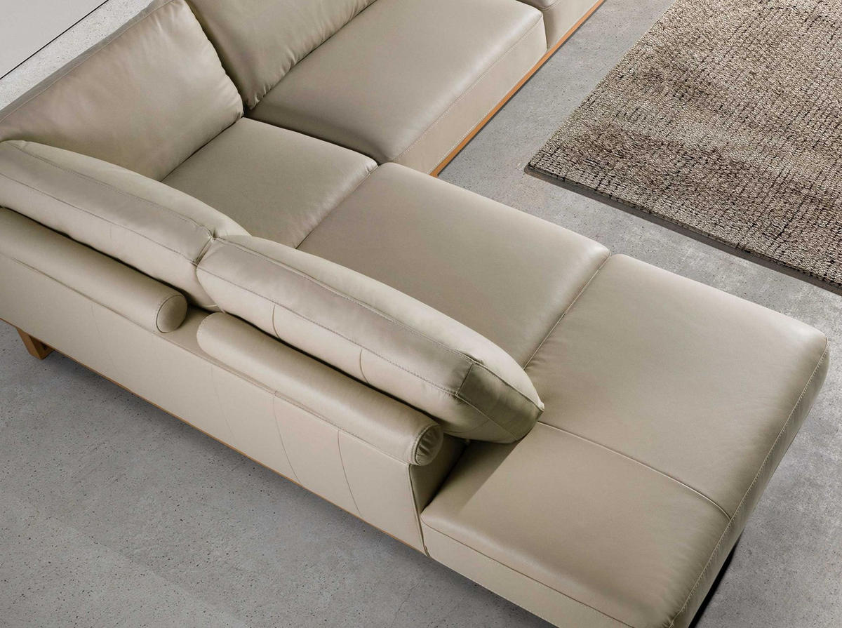 ECKSOFA Ecksofa links Leder sand 316/252/82 cm - Sandfarben/Honig, Leder (316/252cm) - ANGEL CERDA