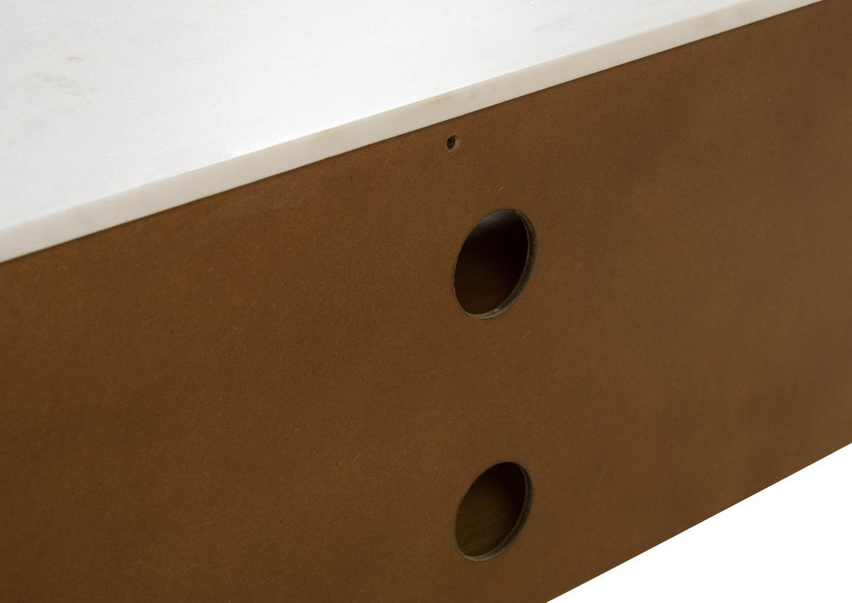 TV-BOARD Mango 180x36x51 braun lackiert / Marmor weiß BARCELONA #211 - Braun, Holz (180/51/36cm) - Massivmoebel24
