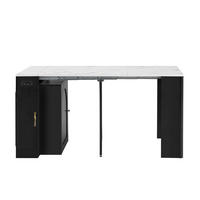 KÜCHENINSEL 83/39,6-149,6/77 cm in Weiß/Schwarz mit LED und USB- und Type-C-Anschlüssen - Schwarz, Holzwerkstoff (83/77/39.6cm) - Flora Grace
