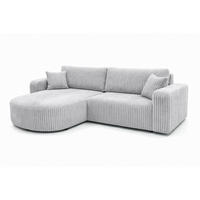 ECKSOFA Mit Schlaffunktion, Cordstoff Tilia, Grau, Links, ROUND ONE - Grau, Holz (244/175cm) - Kaiser Möbel