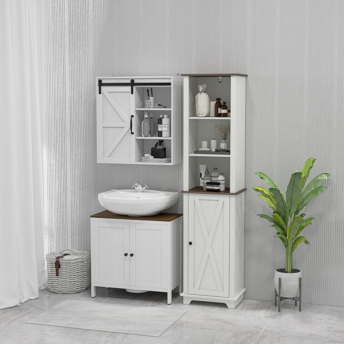 BADEZIMMERSCHRANK 60/30/60 cm weiß - Weiß, Karton (60/60/30cm)