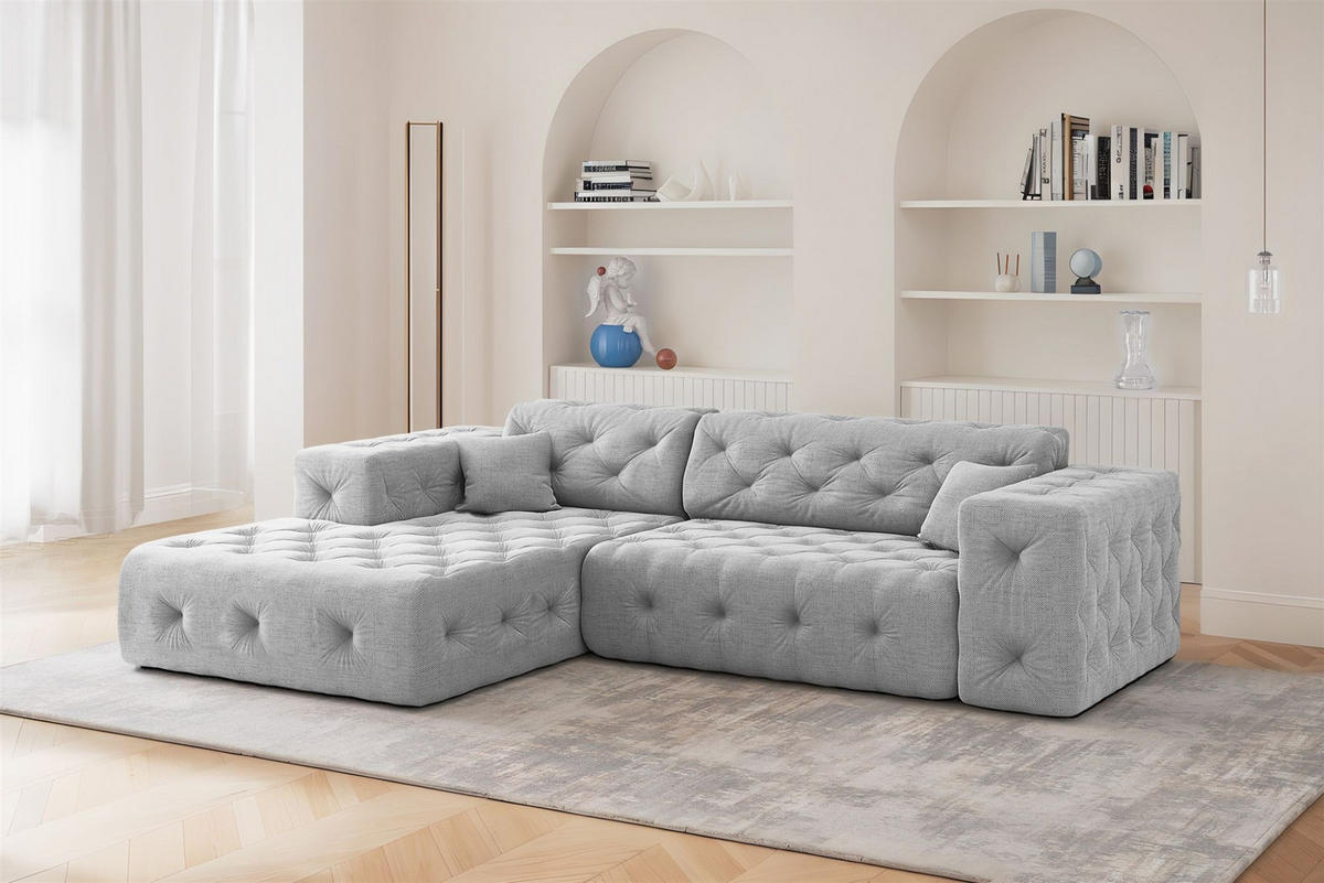ECKSOFA Chantal In Moly - Hellgrau, Holzwerkstoff/Textil (266/171cm) - Fun Möbel