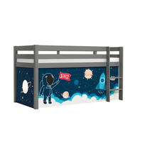 KINDERBETT Karolina 210x114x106 Massivholz Grau Textilset Rakete - Türkis/Grau, Holz (90/200cm) - 58aufmkessel