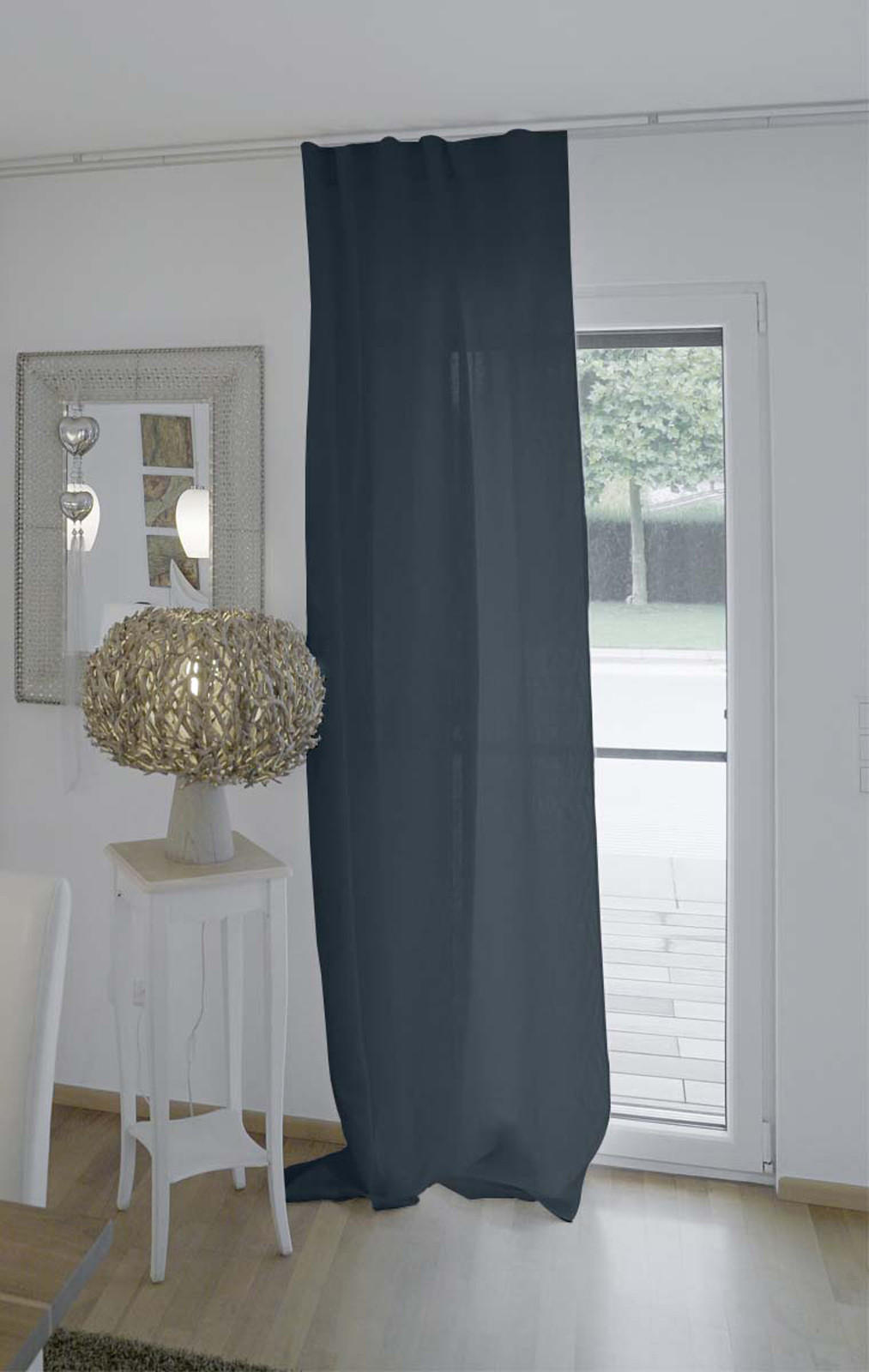 SCHLAUFENVORHANG reines Leinen mit verdeckten Schlaufen tiefsee-blau 135/245 cm - Dunkelblau, Naturmaterialien (135/255cm) - beties Heimtextil