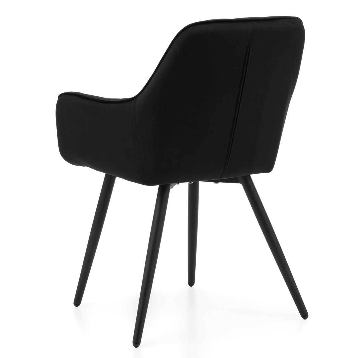 STUHL COLIN gespolsterter mit Steppung - schwarz - Samt Velours - Schwarz, Textil/Metall (58/87/61cm) - NEW HOME