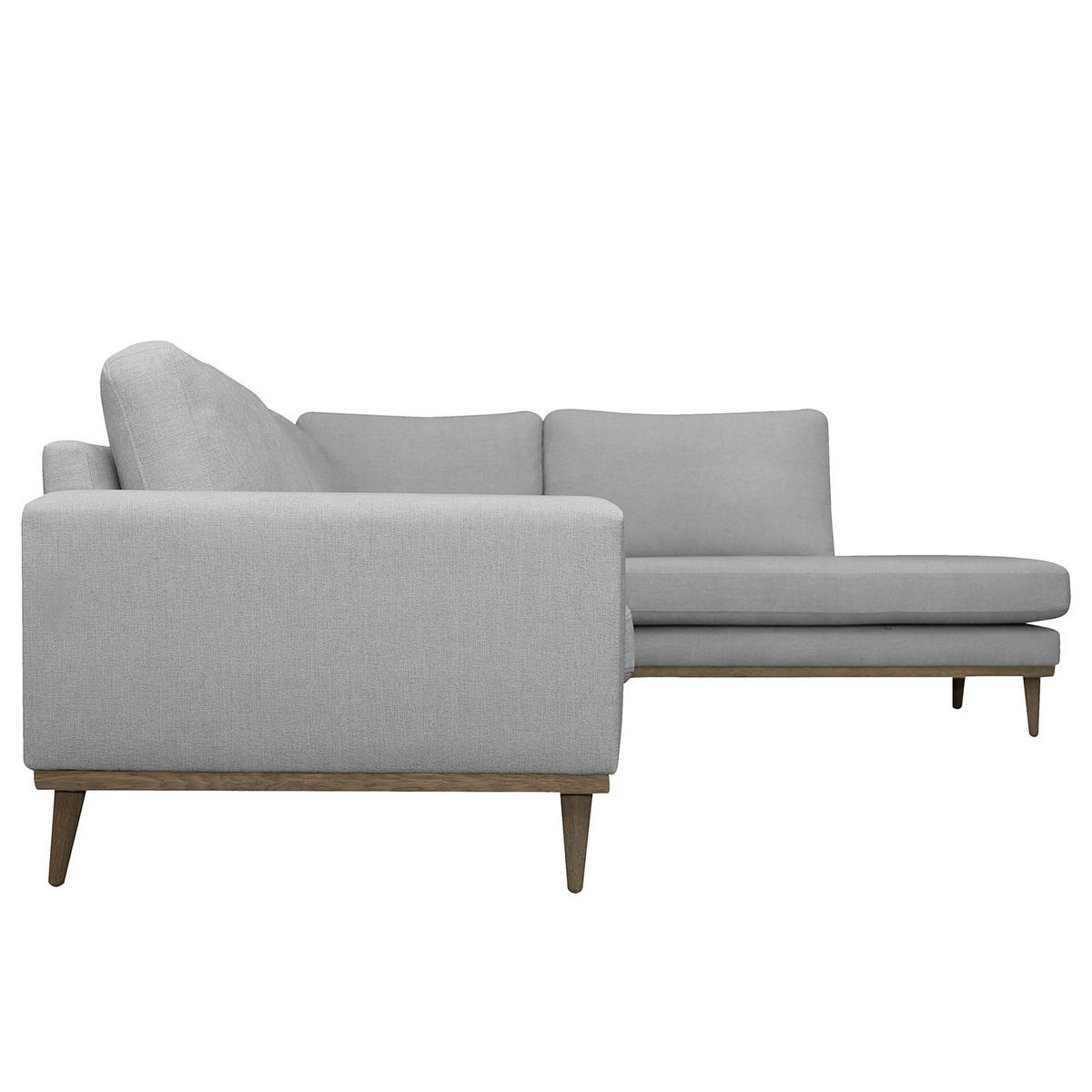 ECKSOFA mit Ottomane - Eichefarben/Grau, Eichenholz/Textil (287/219cm) - home24