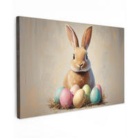 LEINWANDBILD Osterhase - Pastell - Eier Groß 140x90 cm - Beige, Textil (140/90cm) - MuchoWow