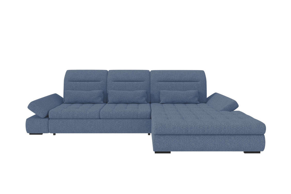 ECKSOFA Toscana Plus Strukturstoff inkl. Schlaffunktion - Blau, Textil (300/179cm) - 99rooms