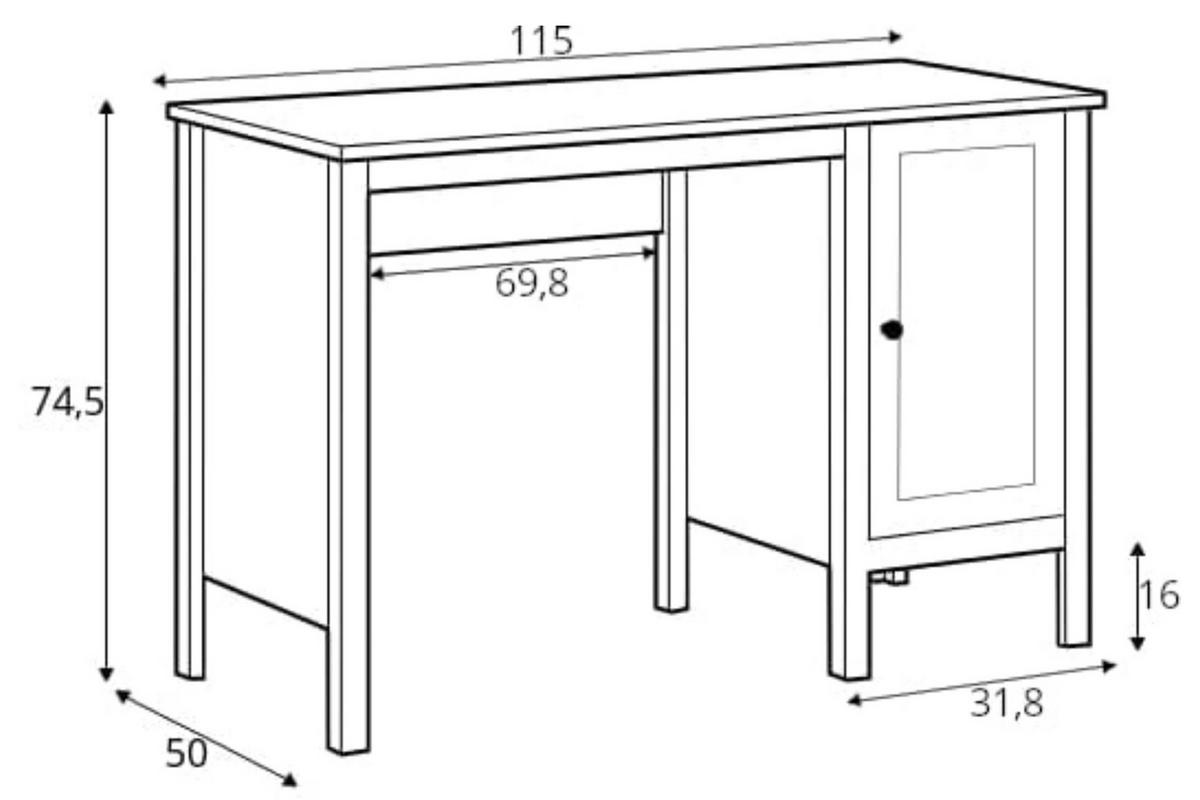 SCHREIBTISCH FARGE mit Türen, weiß - Weiß, Holz (50/115/75cm) - KONSIMO®