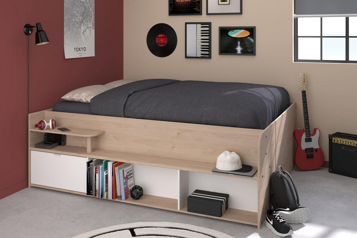 HOCHBETT Parisot Travel 140x200 Holznachbildung Jackson Eiche/Weiß - Eichefarben/Weiß, Kunststoff (140/200cm) - 58aufmkessel