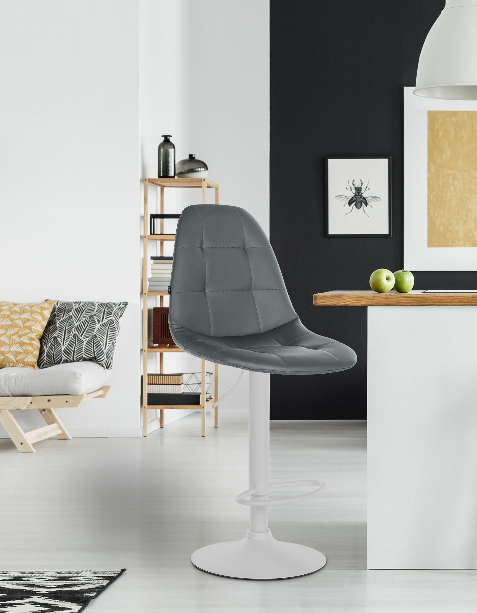 BARHOCKER Metall grau - Grau, Textil/Metall (47/58/56cm) - CLP