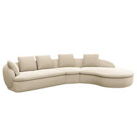 ECKSOFA mit Rundecke - Creme/Schwarz, Kunststoff/Textil (340/225cm) - home24