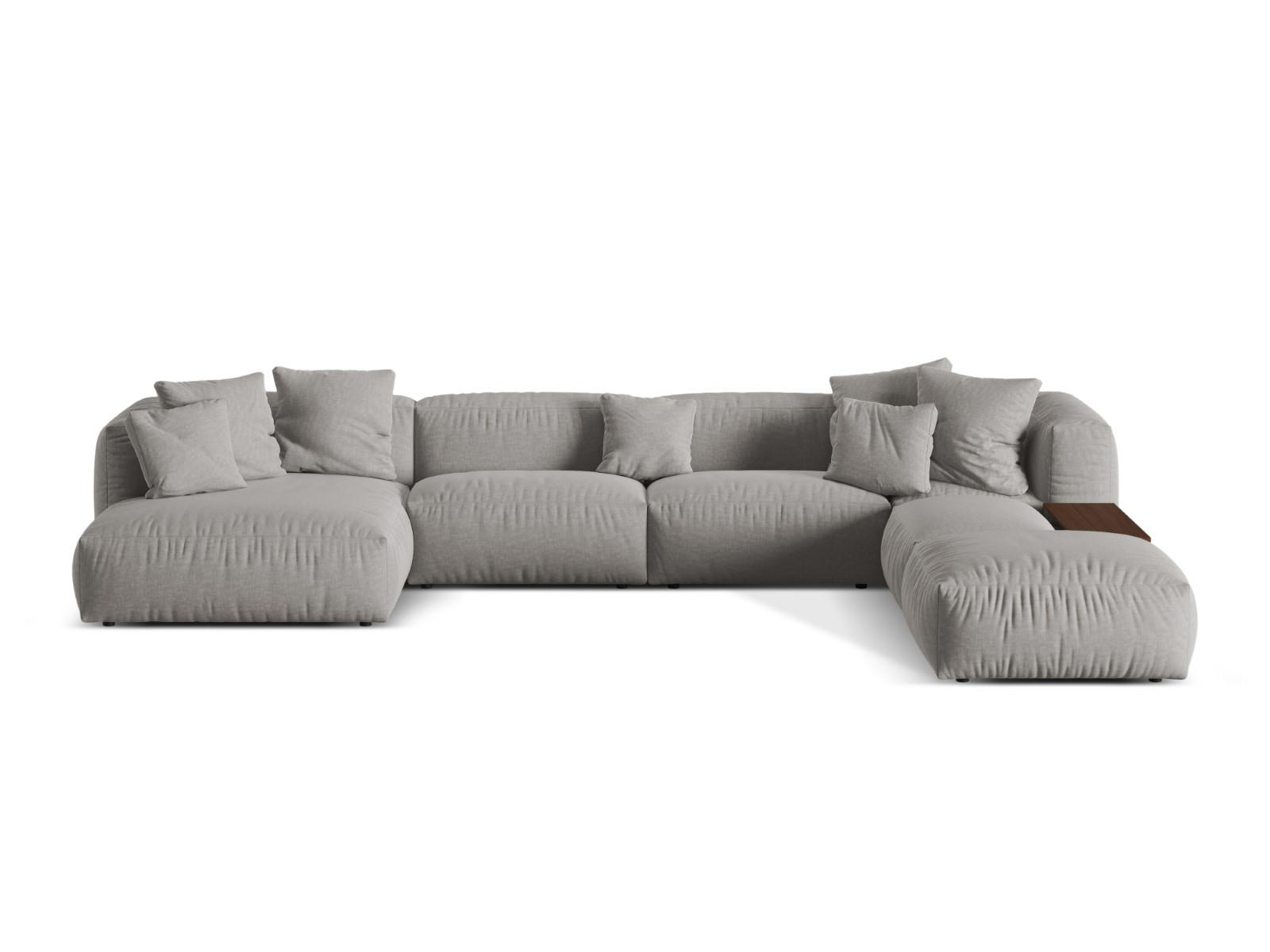 PANORAMASOFA modular rechts Martina aus strukturiertem Stoff hellgrau 5 Sitzplätze - Hellgrau, Textil (406/75/280cm) - Micadoni