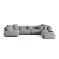 PANORAMASOFA modular rechts Martina aus strukturiertem Stoff hellgrau 5 Sitzplätze - Hellgrau, Textil (406/75/280cm) - Micadoni