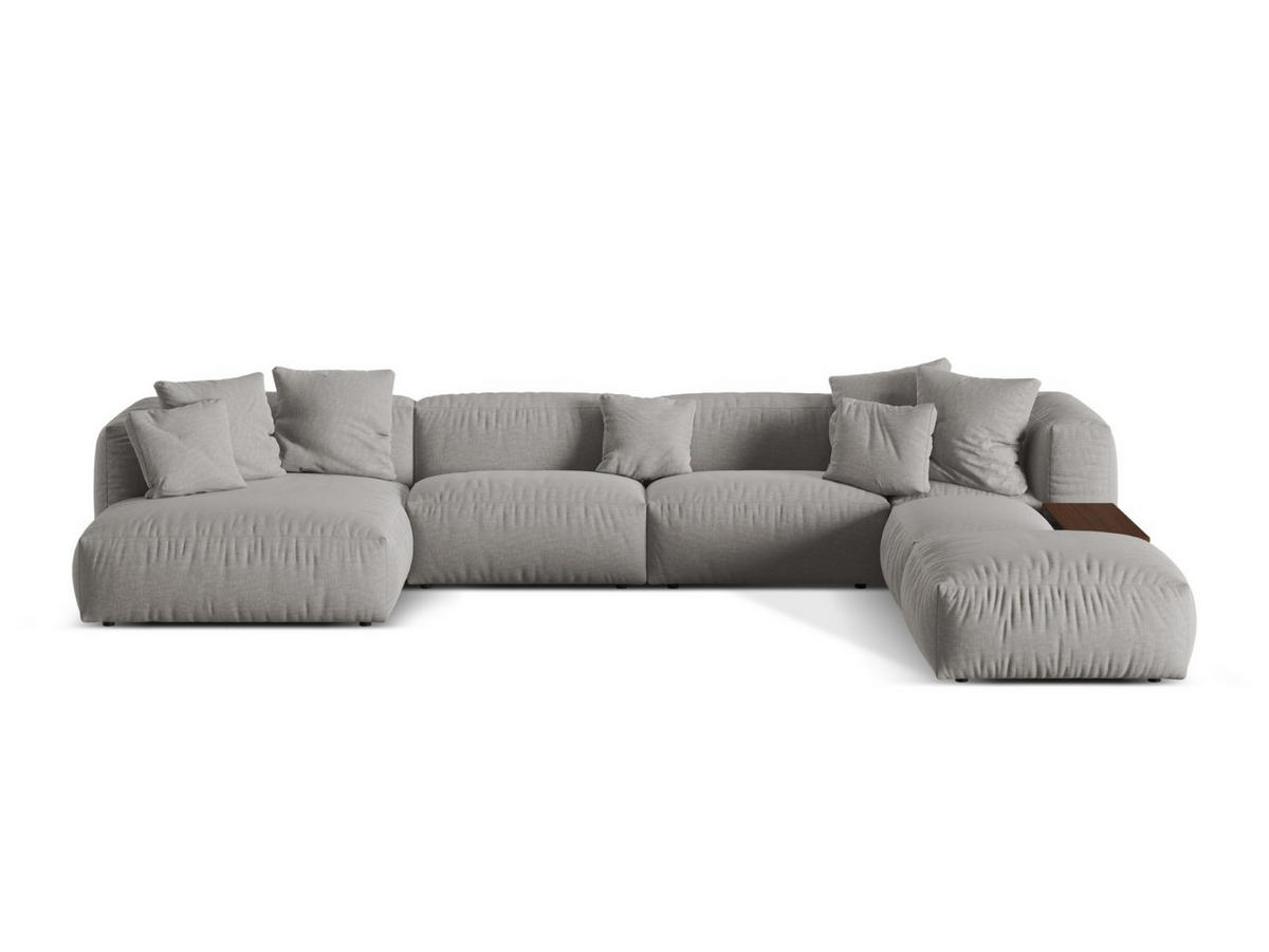 PANORAMASOFA modular rechts Martina aus strukturiertem Stoff hellgrau 5 Sitzplätze - Hellgrau, Textil (406/75/280cm) - Micadoni