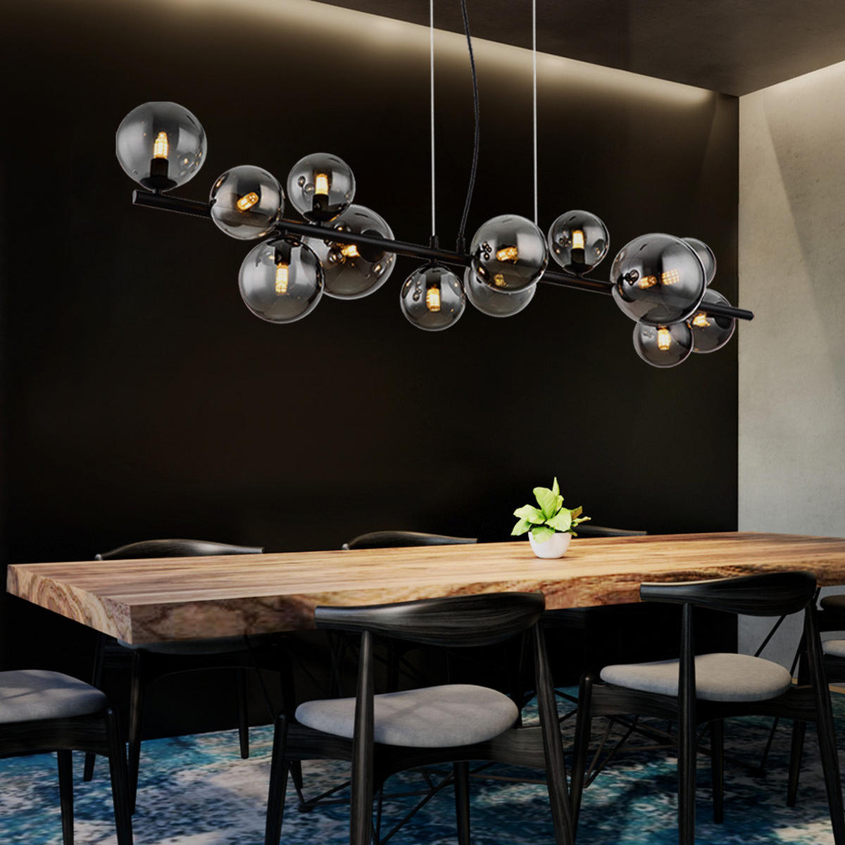 LED HÄNGELEUCHTE Metall Glas Grau 13-flammig - Grau, Glas (120/34.5/120cm) - Globo Lighting