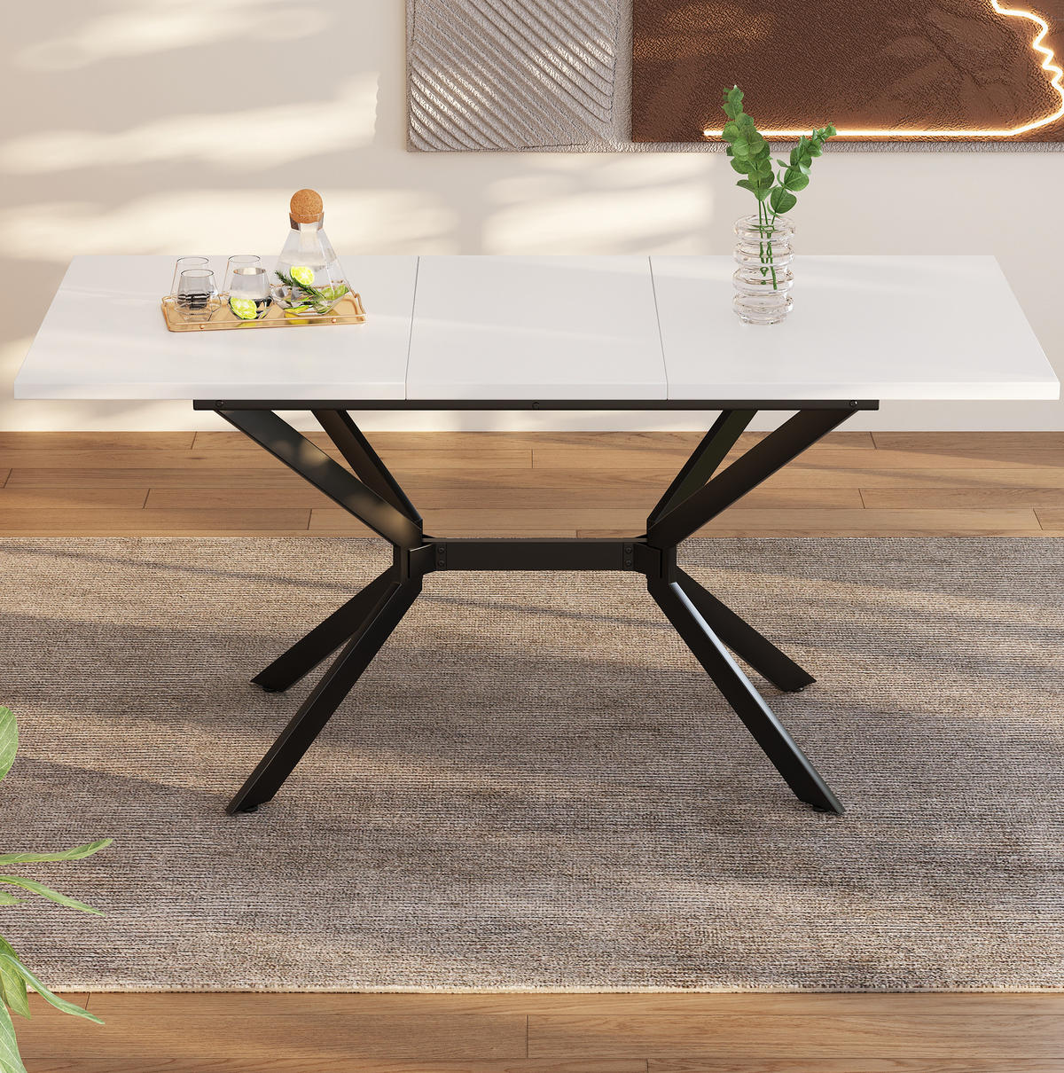 ESSTISCH 120/160/80 cm ausziehbar mit MDF-Tischplatte und Metallbeinen, Weiß - Weiß, Holzwerkstoff (160/75/80cm) - Redom