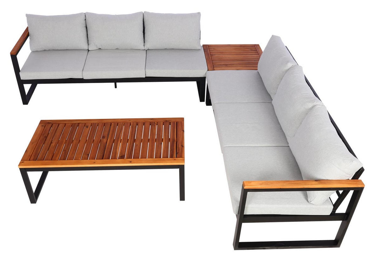 GARTENLOUNGE Garnitur Hellgrau - Grau, Metall - PROREGAL