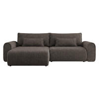 ECKSOFA Surles Cord - Schwarz/Braun, Holz/Kunststoff (245/145cm) - MIRJAN24
