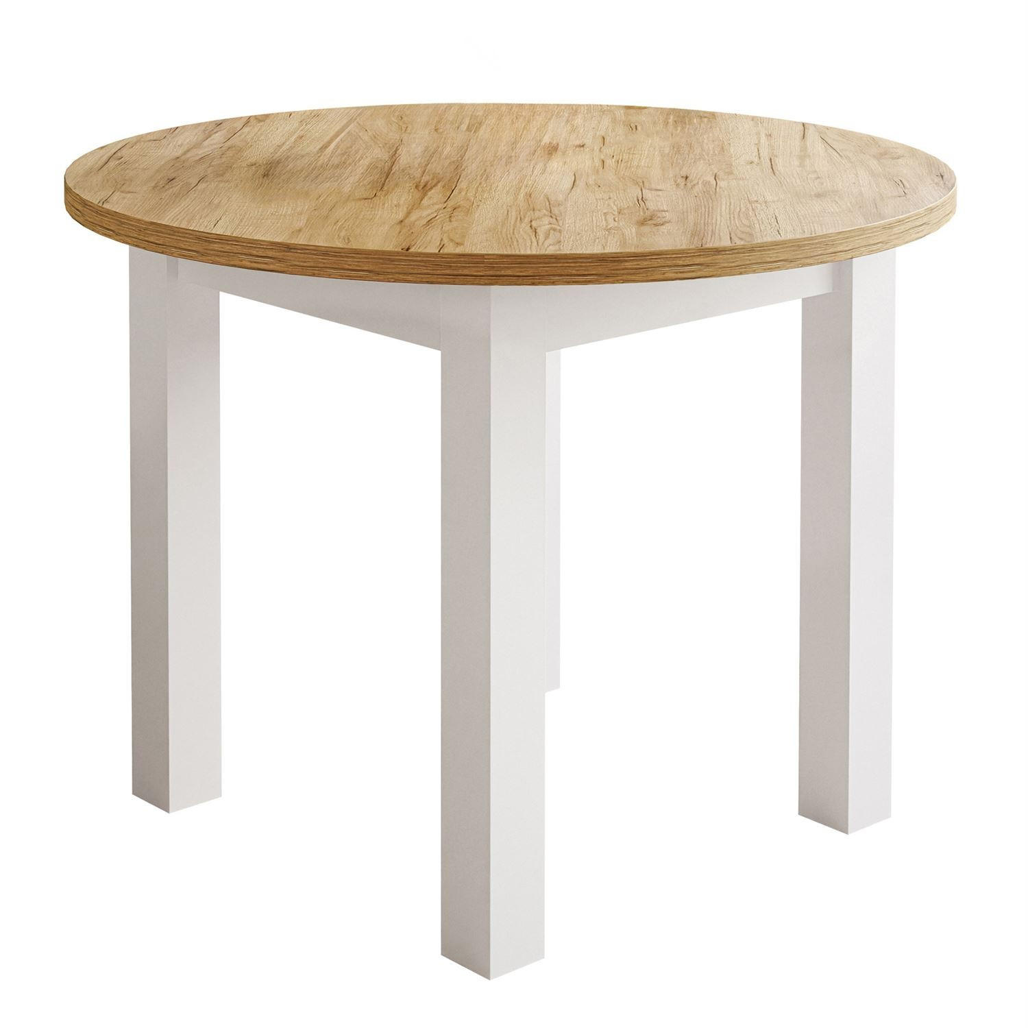 ESSTISCH OLEA rund Weiß / Craft Gold Eiche - Eichefarben/Weiß, Holzwerkstoff (100/100/77cm) - Lookway