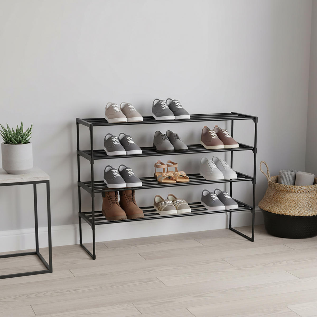 BOTNÍK - černá, kov/plast (92/72/30cm) - Relaxdays