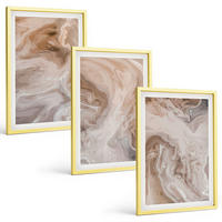 BILDER SET 3er Set - 40x60 cm Goldrahmen - abstrakte Marmortexturen - Goldfarben, Kunststoff (40/60cm) - TULUP
