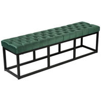 SITZBANK 150/37 cm Samt grün - Schwarz/Grün, Textil/Metall (150/42/37cm) - CLP