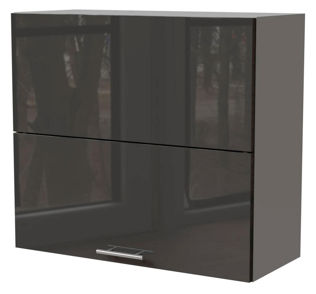 KÜCHENHÄNGESCHRANK Essen W8B/80-AV Graphit Hochglanz / Grau Matt 80 / 32,5 / 72cm - Graphitfarben/Grau, Holz/Holzwerkstoff (80/72/32.5cm) - Feldmann-Wohnen