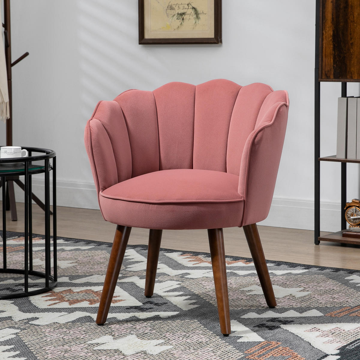 ESSZIMMERSTUHL Küchenstuhl mit Rückenlehne Polyester Gummiholz Rosa - Rosa, Kunststoff (66/78.5/66cm) - HOMCOM