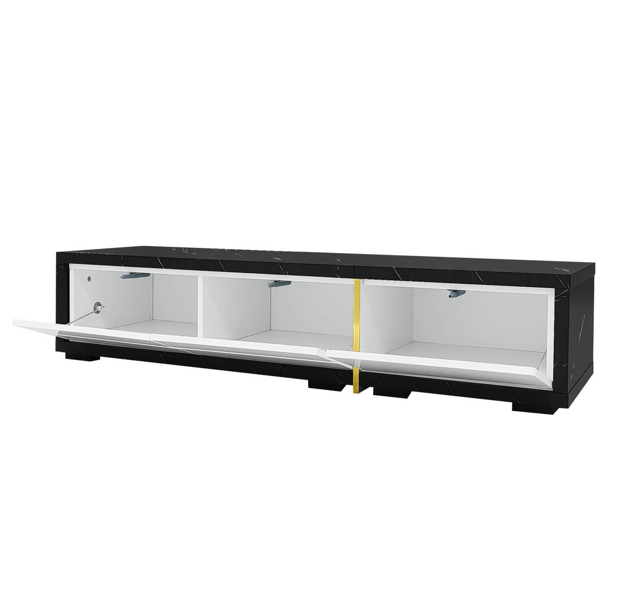 LOWBOARD 140-260/40/30 cm aus MDF und Holzwerkstoff mit dreh- und ausziehbarer Funktion Schwarz-Weiß - Weiß, Holzwerkstoff (260/30/40cm) - Modenvie