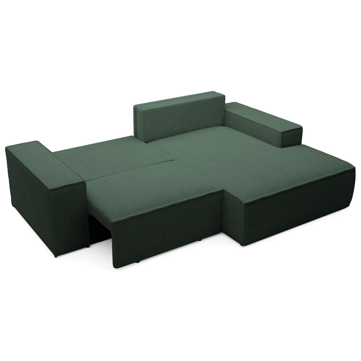 ECKSOFA Farese Mini mit Cordbezug Dunkelgrün, rechts - Dunkelgrün/Schwarz, Textil (240/167cm) - Selsey