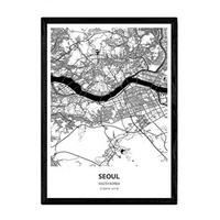 POSTER Karte Von Seoul - Südkorea A3 Schwarzer Rahmen - Schwarz, Papier (29.7/5/42cm) - Nacnic