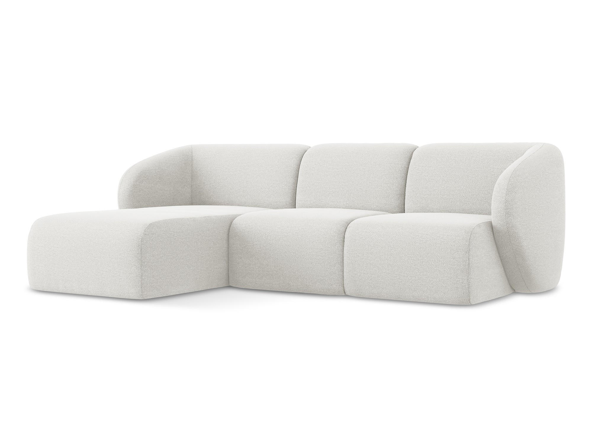 ECKSOFA Links Bouclé Stoff Weiß - Schwarz/Weiß, Holzwerkstoff/Kunststoff (248/166cm) - Makamii