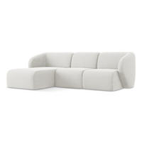 ECKSOFA Links Bouclé Stoff Weiß - Schwarz/Weiß, Holzwerkstoff/Kunststoff (248/166cm) - Makamii
