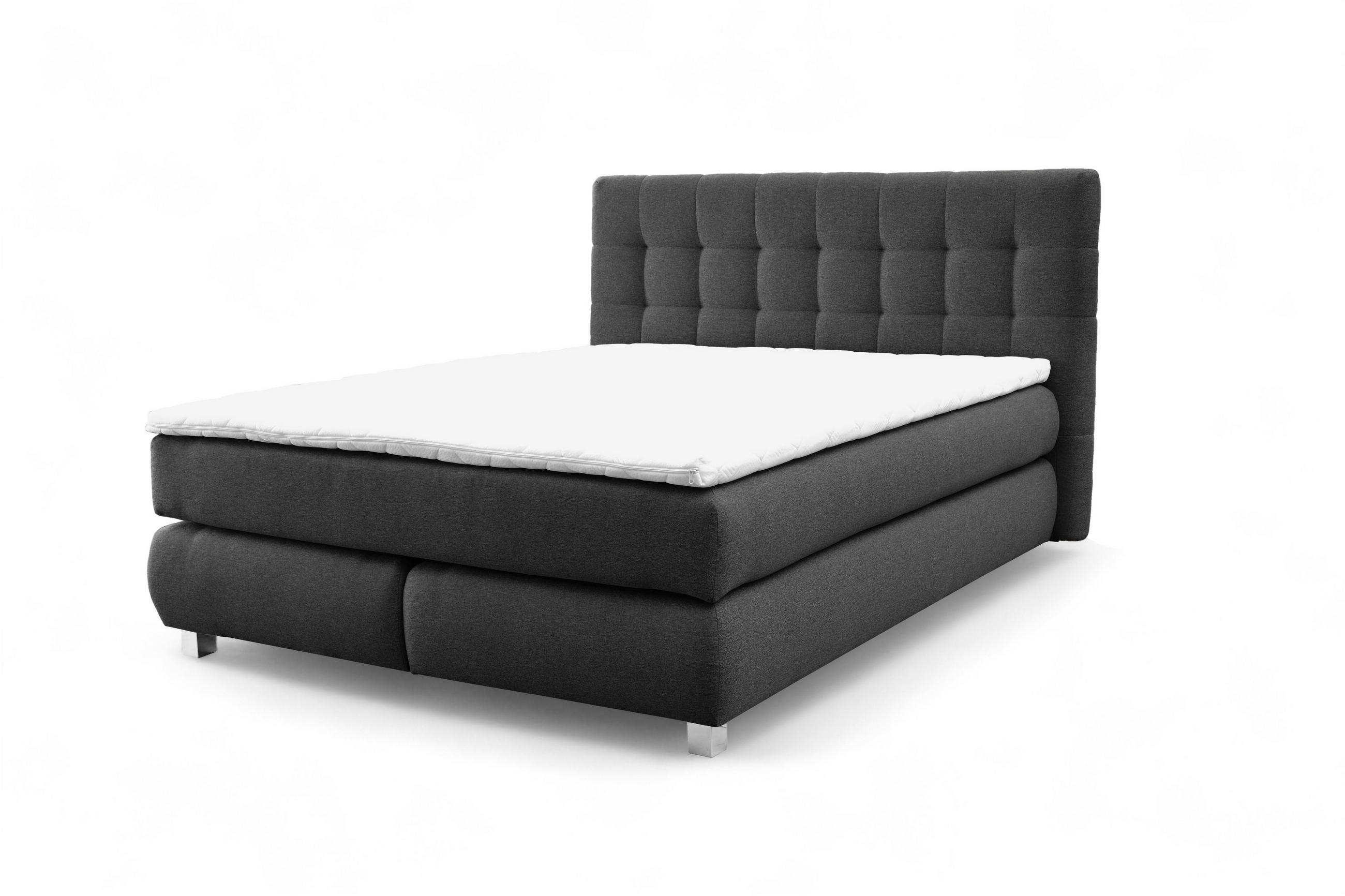 BOXSPRINGBETT Ben mit Pocketmatratze und Bonellmatratze inkl. Topper - Schwarz, Textil (140/200cm) - AN-Moebel 4u