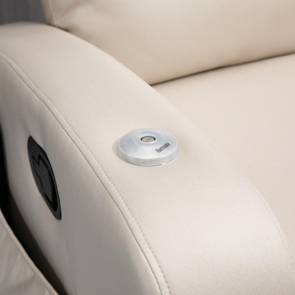 MASSAGESESSEL DE-06357 mit Klapptisch, 8 Massagepunkte, 145° neigbar Beige - Beige, Metall (93/105/77cm) - ComfortXL