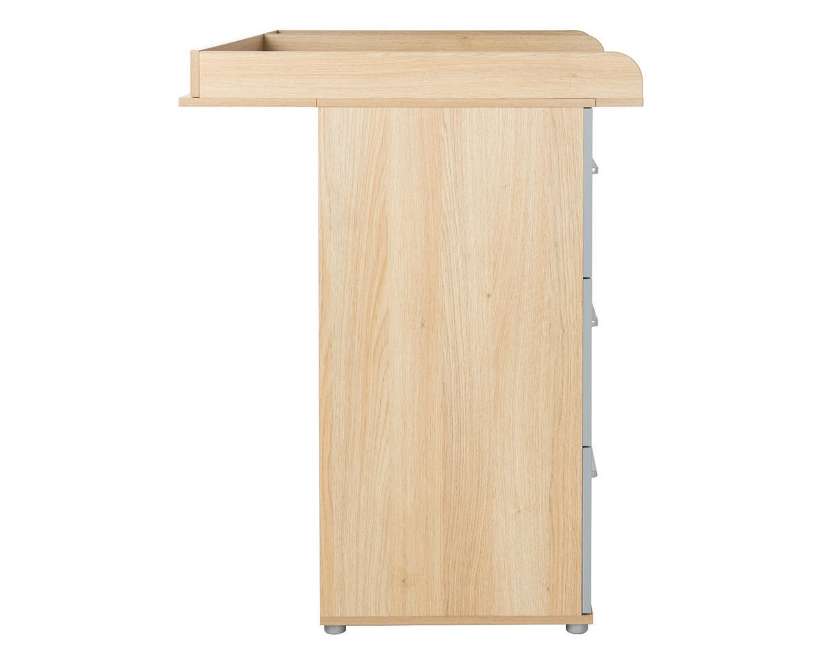 WICKELKOMMODE Elina - Eichefarben/Silberfarben, Holzwerkstoff/Kunststoff (1/1/1cm) - arthur berndt