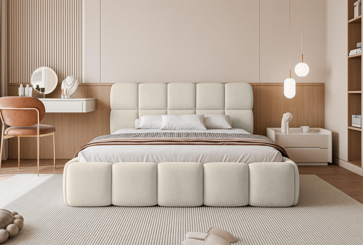 POLSTERBETT Mostar 160x200 cm, Beige - Beige, Textil (160/200cm) - Fedve