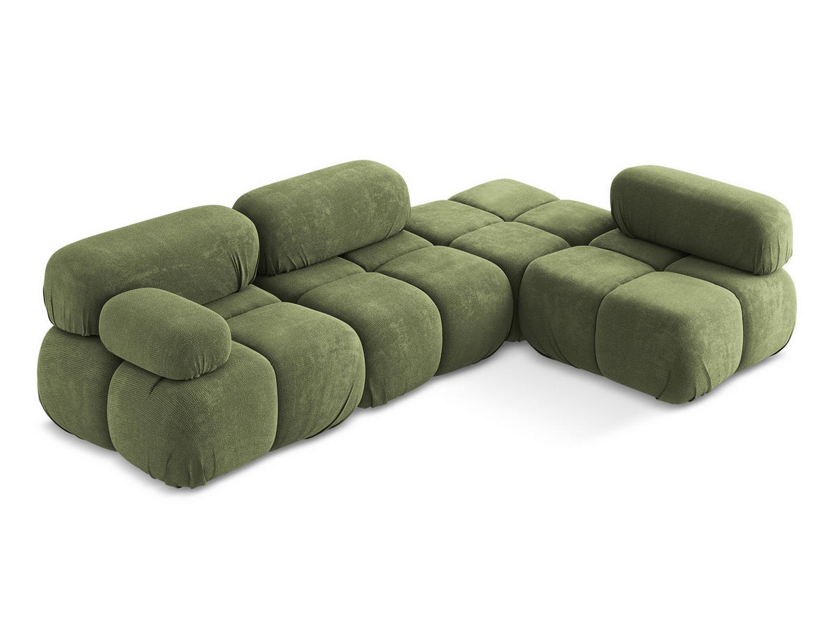 ECKSOFA Rechts Chenille Stoff Grün - Schwarz/Grau, Kunststoff/Textil (285/190cm) - Makamii