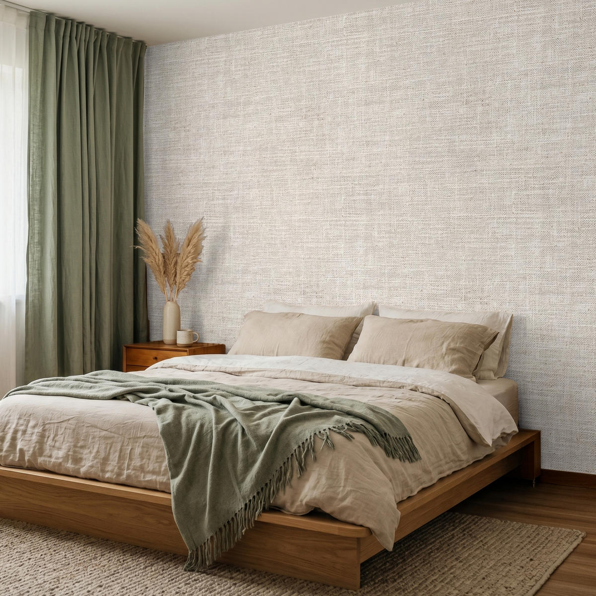 TAPETE - Leinen - Textur - Beige - 260x220 cm - Creme, Papier (260/220cm) - OnlyWow