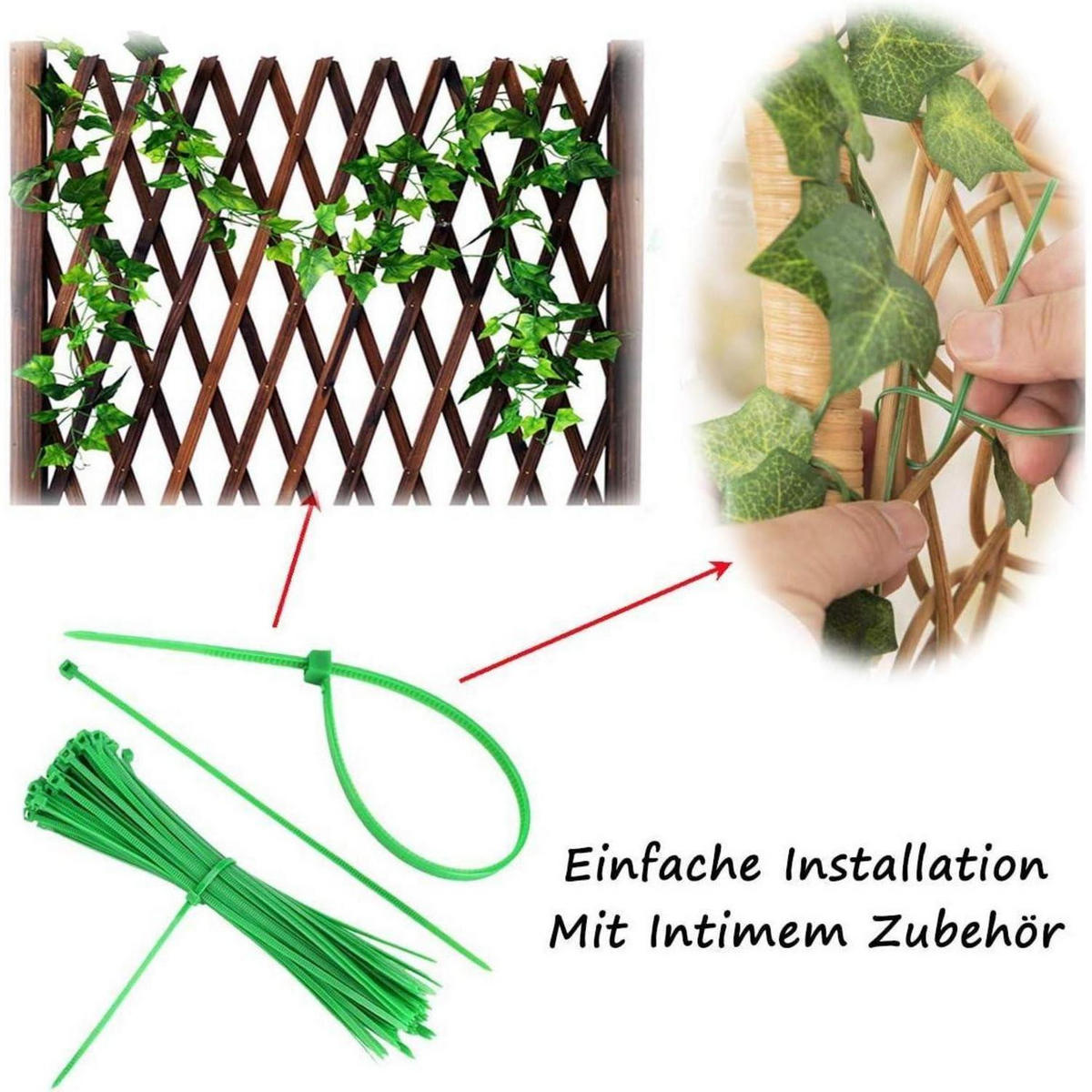 GIRLANDE Efeu künstlich 12 Stück - Grün, Kunststoff (6cm)