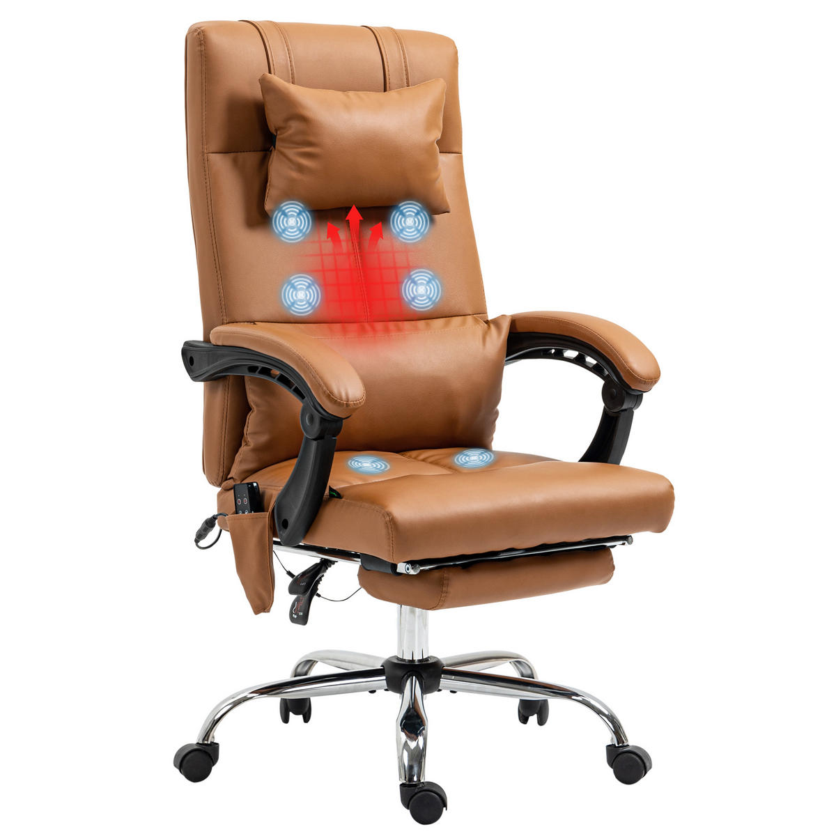 BÜROSTUHL mit Massagefunktion, Braun - Braun, Leder (67/123/66cm) - Vinsetto