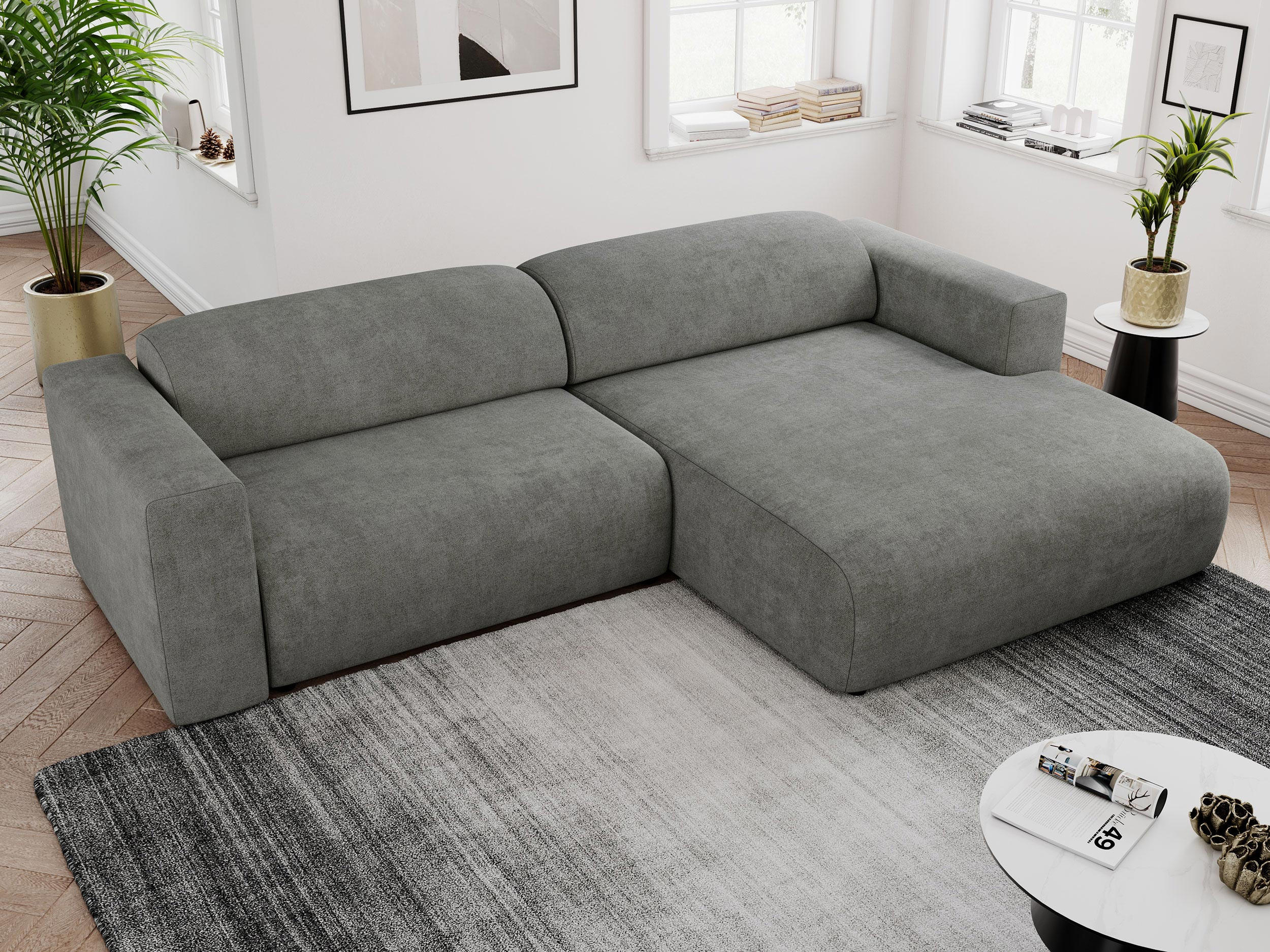 ECKSOFA PASADENA Grau Struktur - Rechts Seite - Schwarz/Grau, Kunststoff/Textil (180/288cm) - MKS
