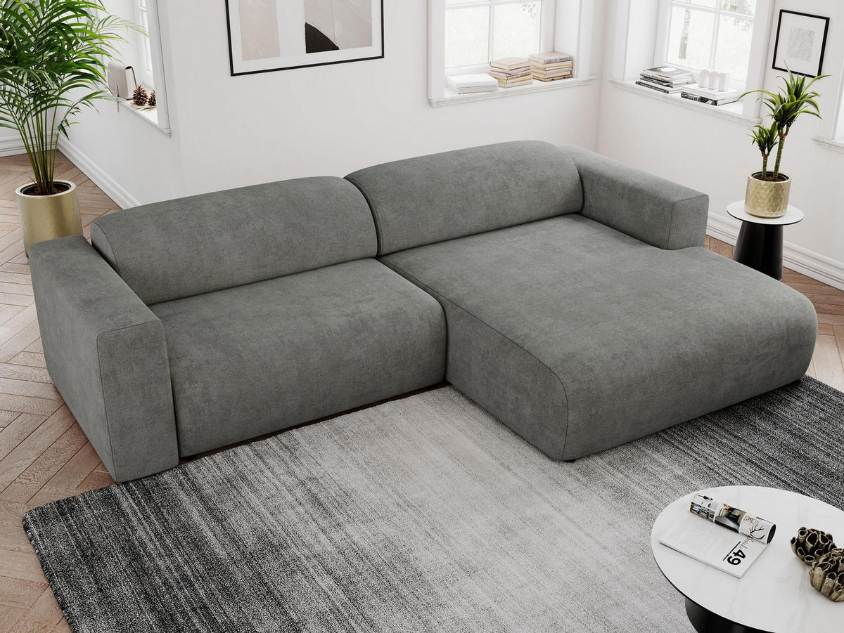 ECKSOFA PASADENA Grau Struktur - Rechts Seite - Schwarz/Grau, Kunststoff/Textil (180/288cm) - MKS